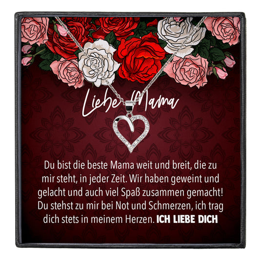 22Feels® Mama Geschenk Muttertag Geburtstag Frauen Schmuck mit Karte Herz Halskette Echt Silber Weihnachten Idee von Tochter oder Sohn-Schmuck mit Botschaftskarte - Herz21-22Feels