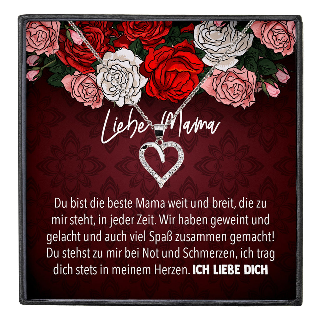 22Feels® Mama Geschenk Muttertag Geburtstag Frauen Schmuck mit Karte Herz Halskette Echt Silber Weihnachten Idee von Tochter oder Sohn-Schmuck mit Botschaftskarte - Herz21-22Feels