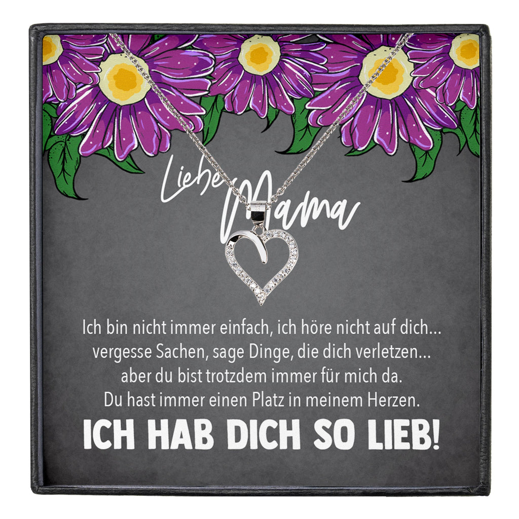 22Feels® Mama Geschenk Muttertag Geburtstag Frauen Herz Halskette mit Karte Echt Silber Schmuck Weihnachten Idee von Tochter oder Sohn-Schmuck mit Botschaftskarte - Herz21-22Feels