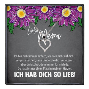 22Feels® Mama Geschenk Muttertag Geburtstag Frauen Herz Halskette mit Karte Echt Silber Schmuck Weihnachten Idee von Tochter oder Sohn-Schmuck mit Botschaftskarte - Herz21-22Feels