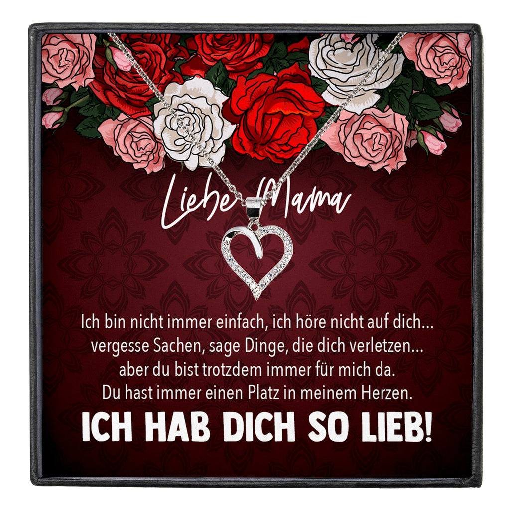 22Feels® Mama Geschenk Muttertag Geburtstag Frauen Herz Halskette mit Karte Echt Silber Schmuck Weihnachten Idee von Tochter oder Sohn-Schmuck mit Botschaftskarte - Herz21-22Feels