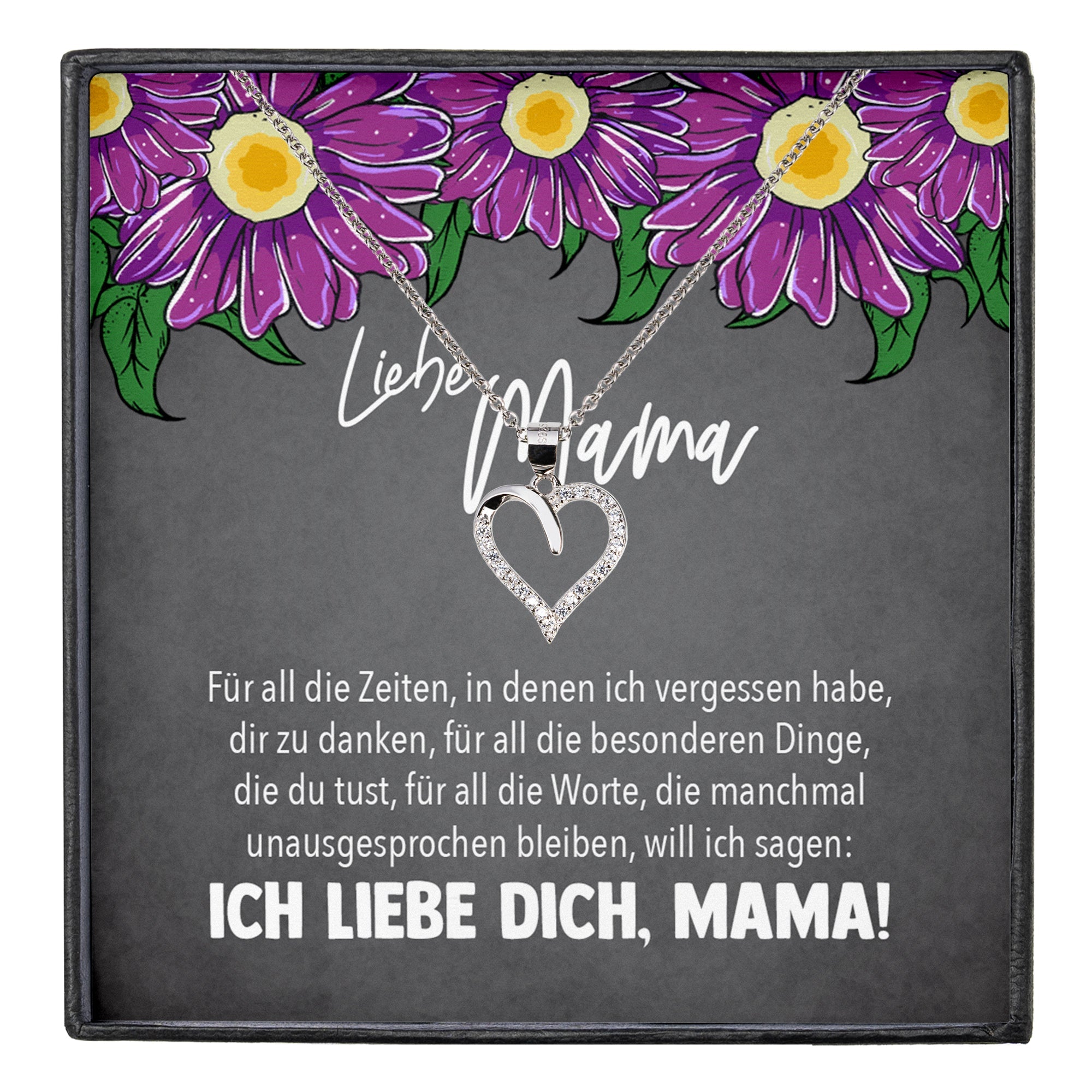 22Feels® Mama Geschenk Muttertag Geburtstag Frauen Schmuck mit Karte Herz Halskette Echt Silber Weihnachten Idee von Tochter oder Sohn-Schmuck mit Botschaftskarte - Herz21-22Feels