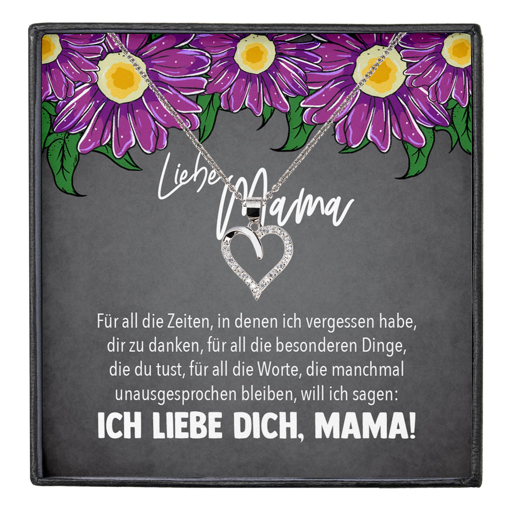22Feels® Mama Geschenk Muttertag Geburtstag Frauen Schmuck mit Karte Herz Halskette Echt Silber Weihnachten Idee von Tochter oder Sohn-Schmuck mit Botschaftskarte - Herz21-22Feels