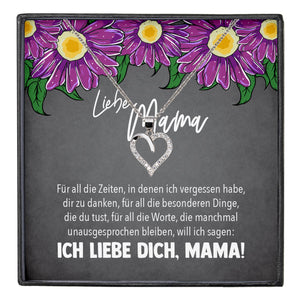 22Feels® Mama Geschenk Muttertag Geburtstag Frauen Schmuck mit Karte Herz Halskette Echt Silber Weihnachten Idee von Tochter oder Sohn-Schmuck mit Botschaftskarte - Herz21-22Feels