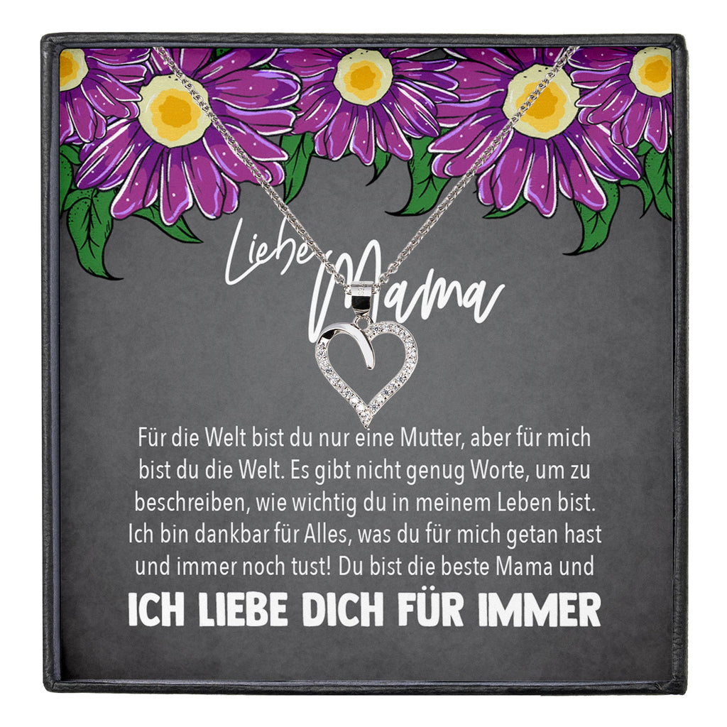 22Feels® Mama Geschenk Muttertag Geburtstag Frauen Herz Halskette mit Karte Echt Silber Schmuck Weihnachten Idee von Tochter oder Sohn-Schmuck mit Botschaftskarte - Herz21-22Feels