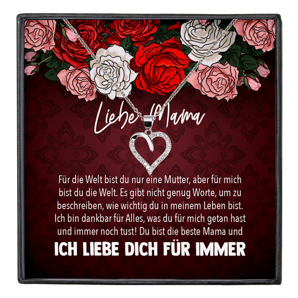 22Feels® Mama Geschenk Muttertag Geburtstag Frauen Herz Halskette mit Karte Echt Silber Schmuck Weihnachten Idee von Tochter oder Sohn-Schmuck mit Botschaftskarte - Herz21-22Feels
