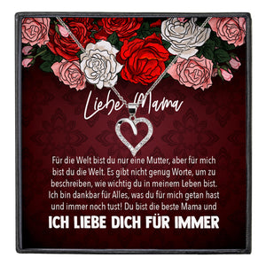 22Feels® Mama Geschenk Muttertag Geburtstag Frauen Herz Halskette mit Karte Echt Silber Schmuck Weihnachten Idee von Tochter oder Sohn-Schmuck mit Botschaftskarte - Herz21-22Feels