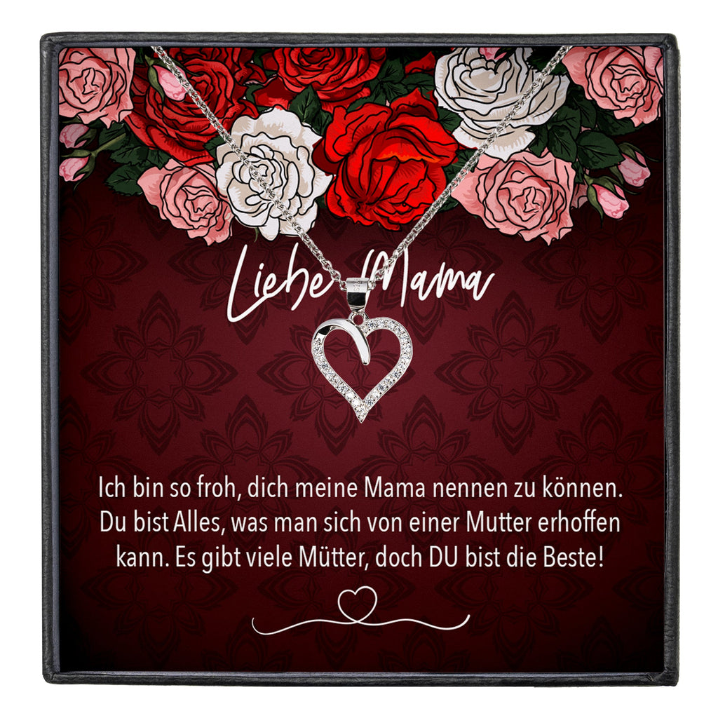 22Feels® Mama Geschenk Muttertag Geburtstag Frauen Schmuck mit Karte Herz Halskette Echt Silber Weihnachten Idee von Tochter oder Sohn-Schmuck mit Botschaftskarte - Herz21-22Feels