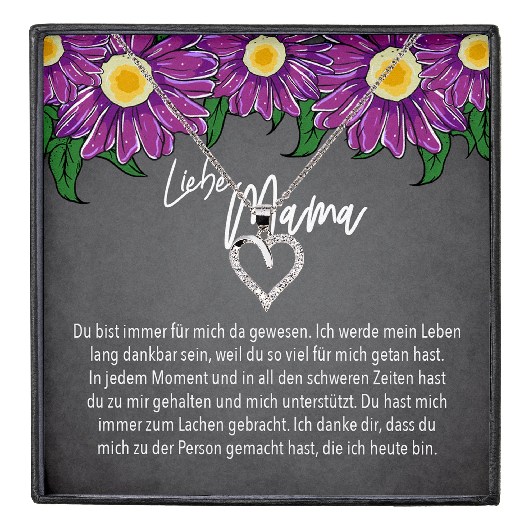 22Feels® Mama Geschenk Muttertag Geburtstag Frauen Schmuck mit Karte Herz Halskette Echt Silber Weihnachten Idee von Tochter oder Sohn-Schmuck mit Botschaftskarte - Herz21-22Feels