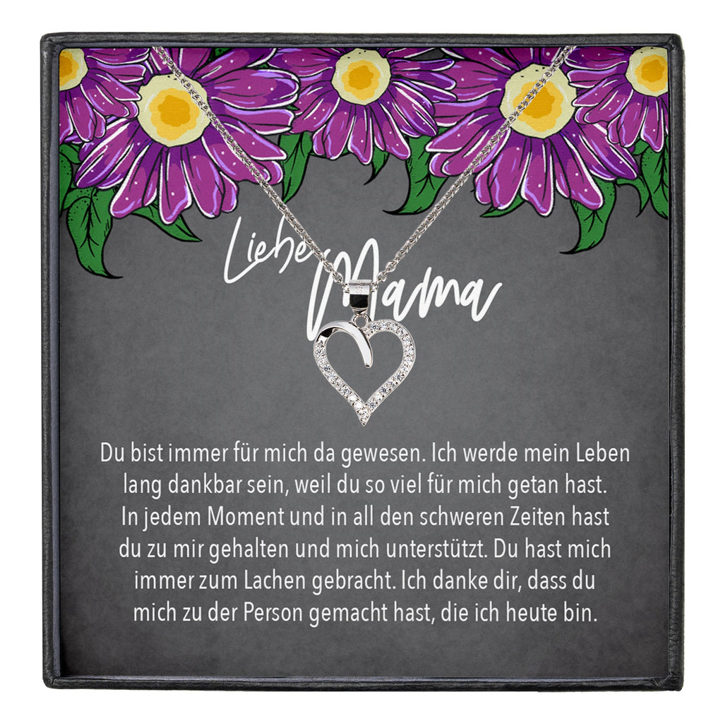 22Feels® Mama Geschenk Muttertag Geburtstag Frauen Schmuck mit Karte Herz Halskette Echt Silber Weihnachten Idee von Tochter oder Sohn-Schmuck mit Botschaftskarte - Herz21-22Feels
