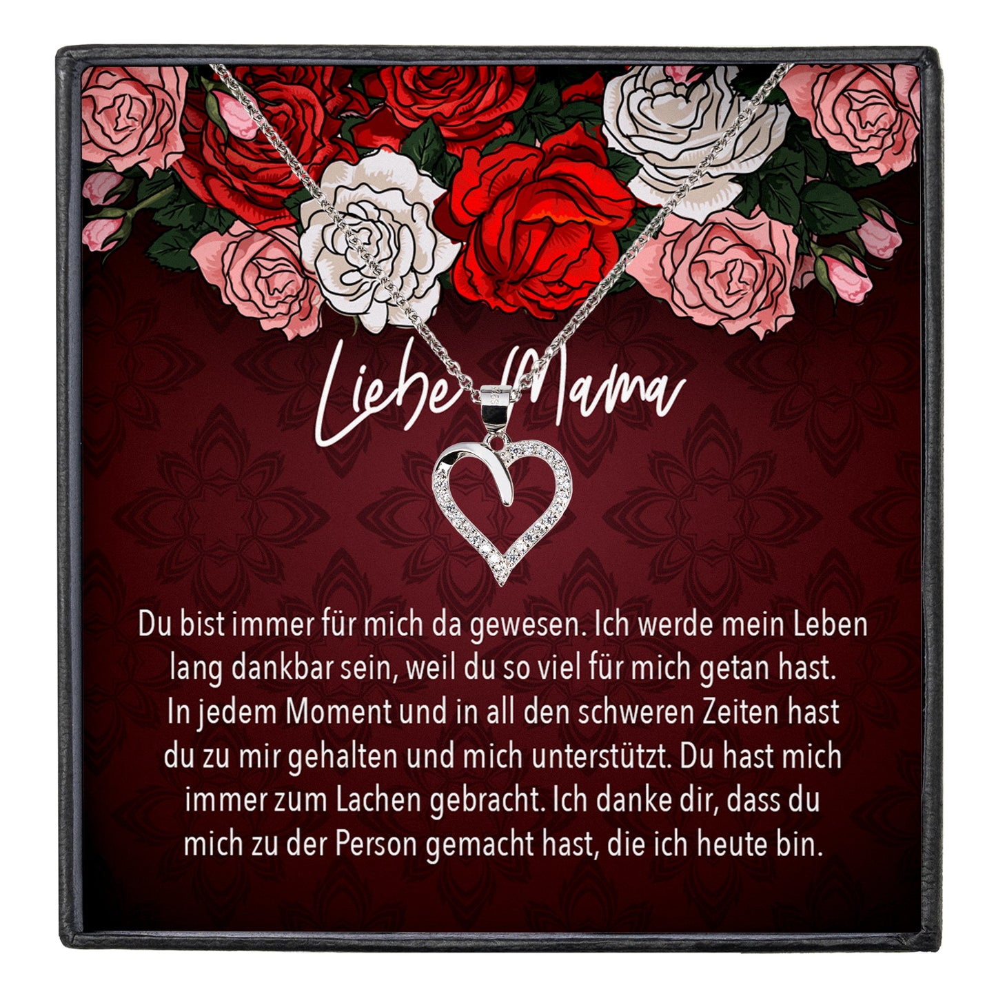 22Feels® Mama Geschenk Muttertag Geburtstag Frauen Schmuck mit Karte Herz Halskette Echt Silber Weihnachten Idee von Tochter oder Sohn-Schmuck mit Botschaftskarte - Herz21-22Feels