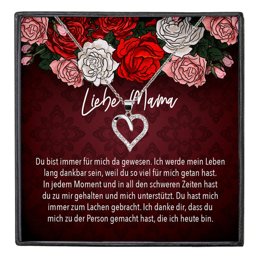 22Feels® Mama Geschenk Muttertag Geburtstag Frauen Schmuck mit Karte Herz Halskette Echt Silber Weihnachten Idee von Tochter oder Sohn-Schmuck mit Botschaftskarte - Herz21-22Feels