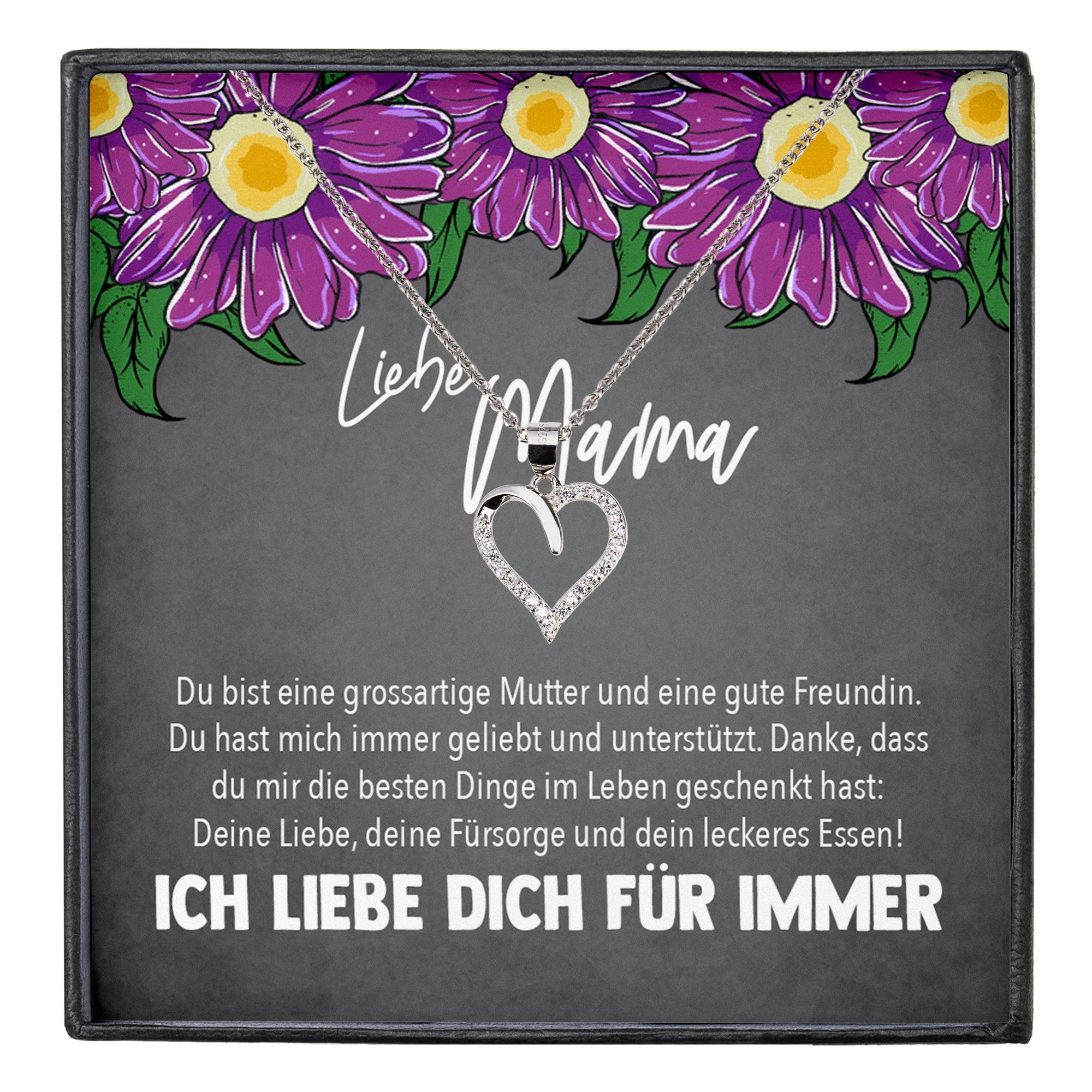 22Feels® Mama Geschenk Muttertag Geburtstag Frauen Herz Halskette mit Karte Echt Silber Schmuck Weihnachten Idee von Tochter oder Sohn-Schmuck mit Botschaftskarte - Herz21-22Feels