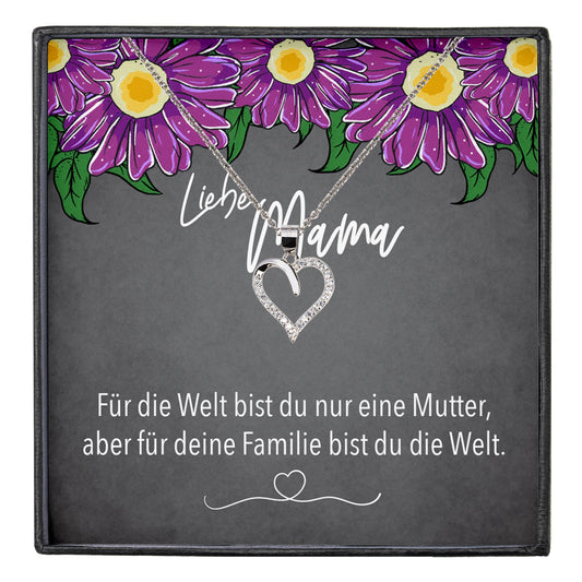 22Feels® Mama Geschenk Muttertag Geburtstag Frauen Schmuck mit Karte Herz Halskette Echt Silber Weihnachten Idee von Tochter oder Sohn-Schmuck mit Botschaftskarte - Herz21-22Feels