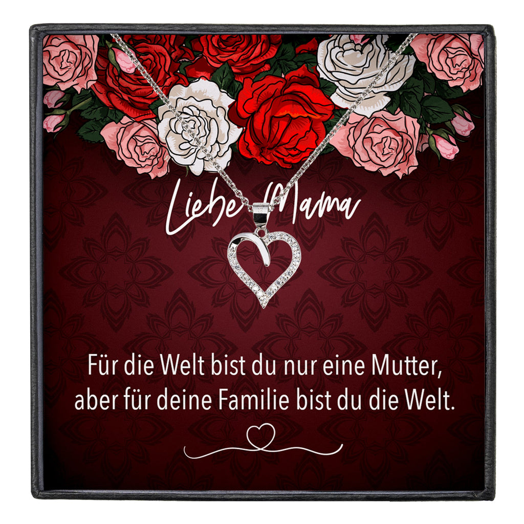 22Feels® Mama Geschenk Muttertag Geburtstag Frauen Schmuck mit Karte Herz Halskette Echt Silber Weihnachten Idee von Tochter oder Sohn-Schmuck mit Botschaftskarte - Herz21-22Feels