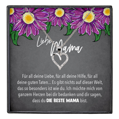 22Feels® Mama Geschenk Muttertag Geburtstag Frauen Herz Halskette mit Karte Echt Silber Schmuck Weihnachten Idee von Tochter oder Sohn-Schmuck mit Botschaftskarte - Herz21-22Feels