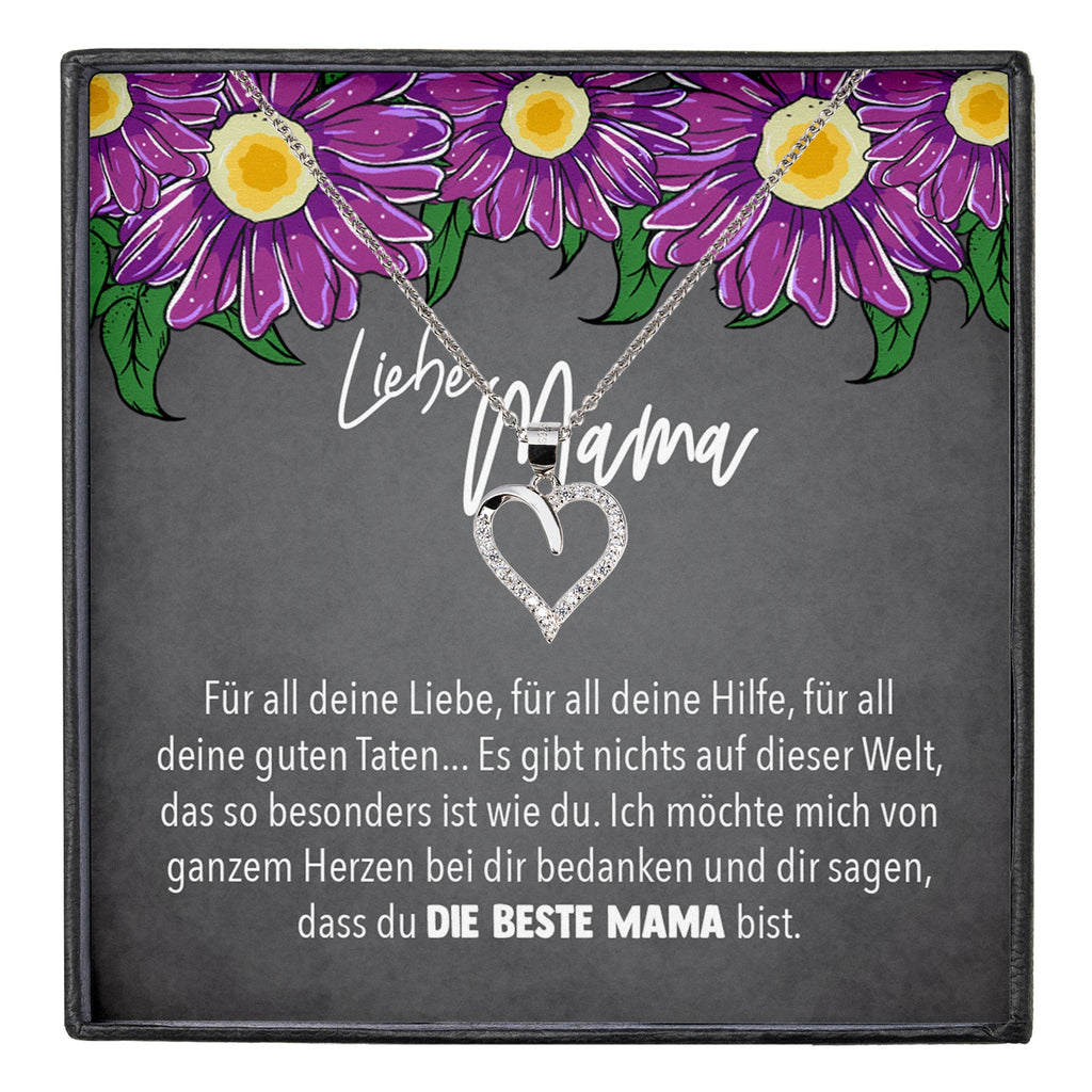 22Feels® Mama Geschenk Muttertag Geburtstag Frauen Herz Halskette mit Karte Echt Silber Schmuck Weihnachten Idee von Tochter oder Sohn-Schmuck mit Botschaftskarte - Herz21-22Feels