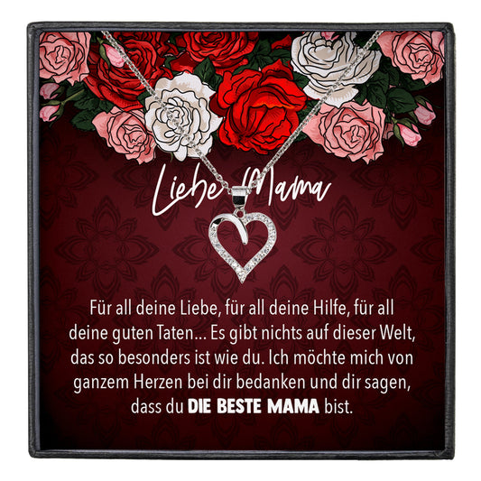 22Feels® Mama Geschenk Muttertag Geburtstag Frauen Herz Halskette mit Karte Echt Silber Schmuck Weihnachten Idee von Tochter oder Sohn-Schmuck mit Botschaftskarte - Herz21-22Feels