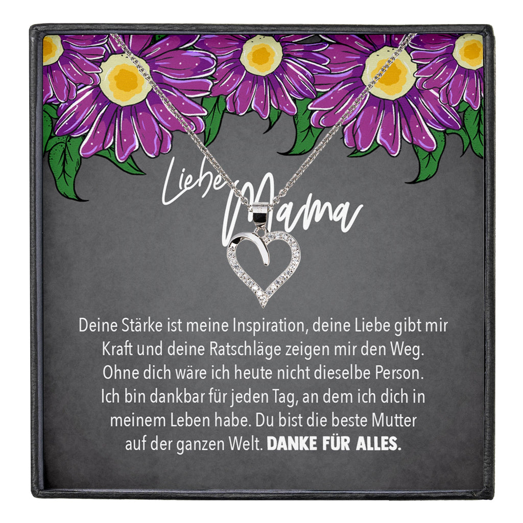 22Feels® Mama Geschenk Muttertag Geburtstag Frauen Schmuck mit Karte Herz Halskette Echt Silber Weihnachten Idee von Tochter oder Sohn-Schmuck mit Botschaftskarte - Herz21-22Feels