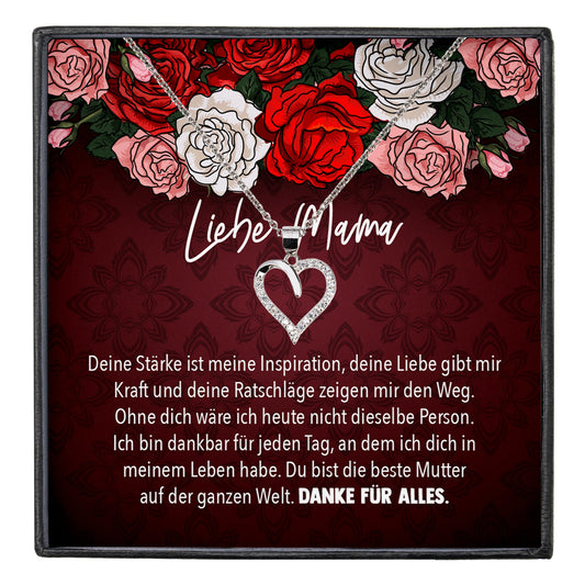 22Feels® Mama Geschenk Muttertag Geburtstag Frauen Schmuck mit Karte Herz Halskette Echt Silber Weihnachten Idee von Tochter oder Sohn-Schmuck mit Botschaftskarte - Herz21-22Feels
