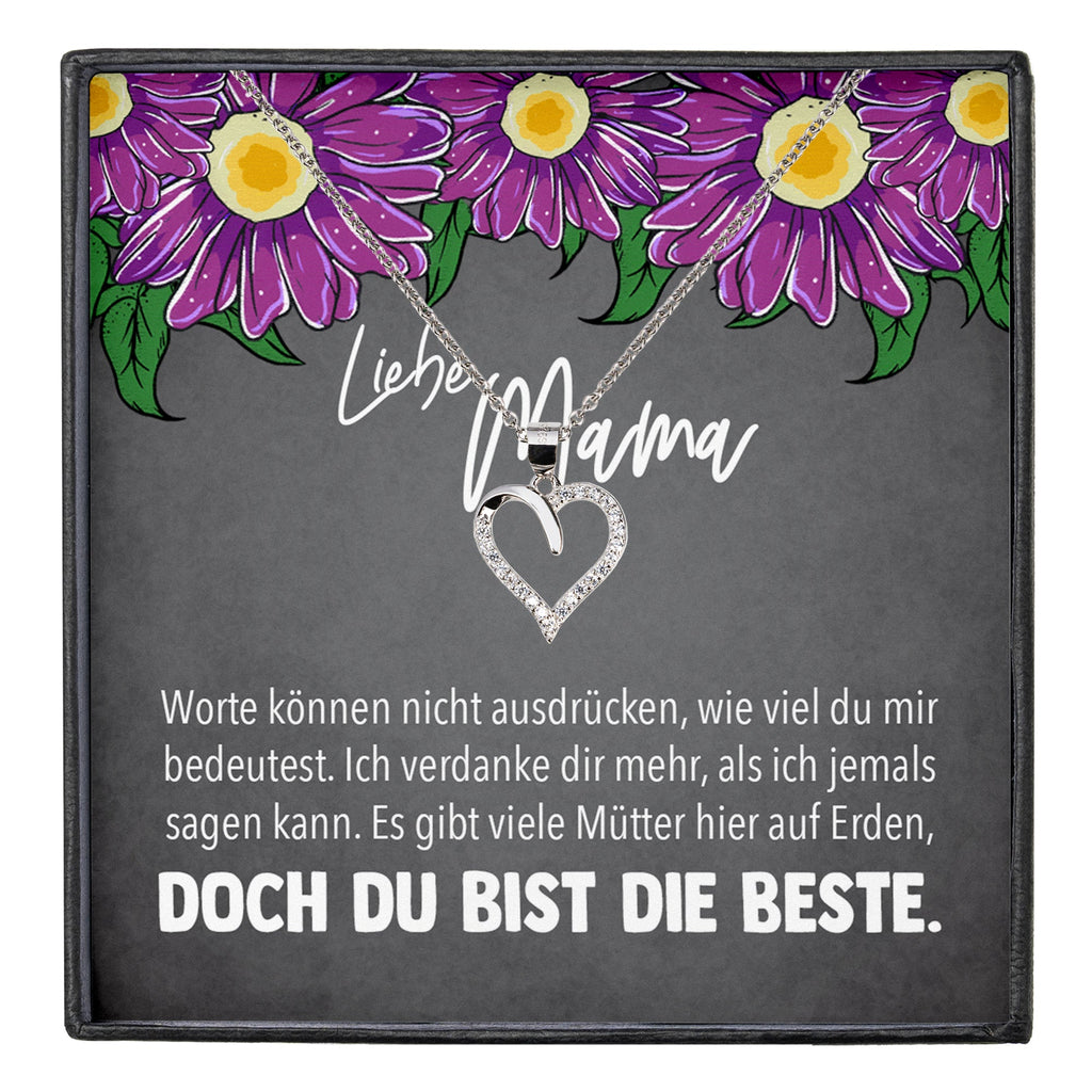 22Feels® Mama Geschenk Muttertag Geburtstag Frauen Herz Halskette mit Karte Echt Silber Schmuck Weihnachten Idee von Tochter oder Sohn-Schmuck mit Botschaftskarte - Herz21-22Feels