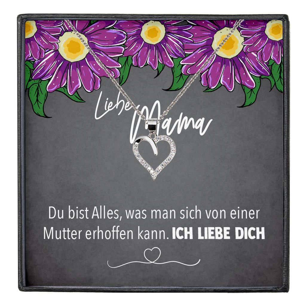 22Feels® Mama Geschenk Muttertag Geburtstag Frauen Schmuck mit Karte Herz Halskette Echt Silber Weihnachten Idee von Tochter oder Sohn-Schmuck mit Botschaftskarte - Herz21-22Feels