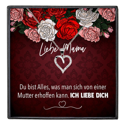 22Feels® Mama Geschenk Muttertag Geburtstag Frauen Schmuck mit Karte Herz Halskette Echt Silber Weihnachten Idee von Tochter oder Sohn-Schmuck mit Botschaftskarte - Herz21-22Feels