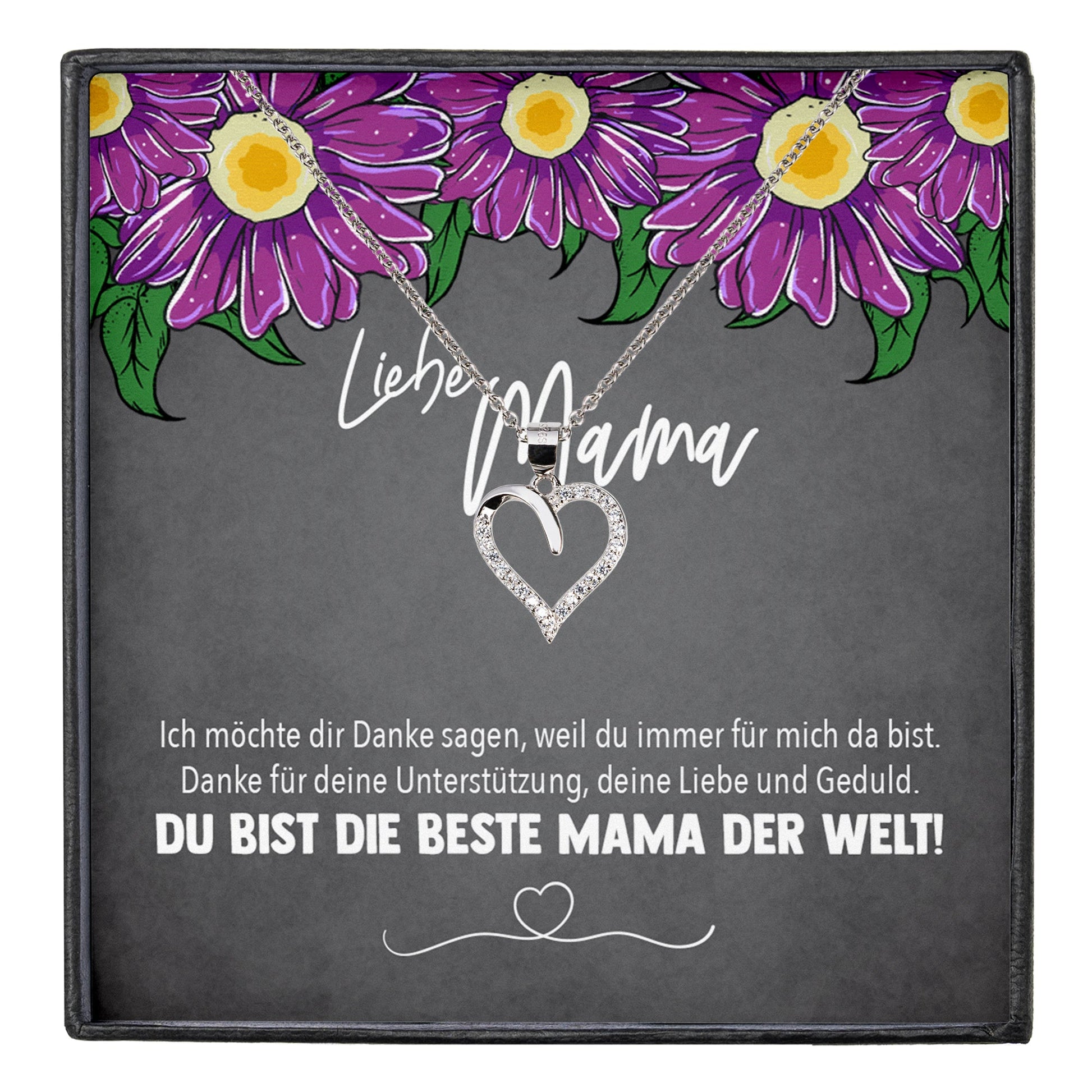 22Feels® Mama Geschenk Muttertag Geburtstag Frauen Herz Halskette mit Karte Echt Silber Schmuck Weihnachten Idee von Tochter oder Sohn-Schmuck mit Botschaftskarte - Herz21-22Feels