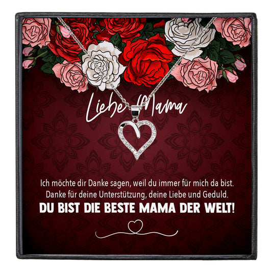 22Feels® Mama Geschenk Muttertag Geburtstag Frauen Herz Halskette mit Karte Echt Silber Schmuck Weihnachten Idee von Tochter oder Sohn-Schmuck mit Botschaftskarte - Herz21-22Feels