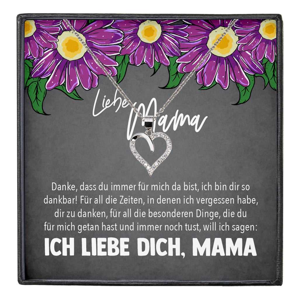 22Feels® Mama Geschenk Muttertag Geburtstag Frauen Schmuck mit Karte Herz Halskette Echt Silber Weihnachten Idee von Tochter oder Sohn-Schmuck mit Botschaftskarte - Herz21-22Feels