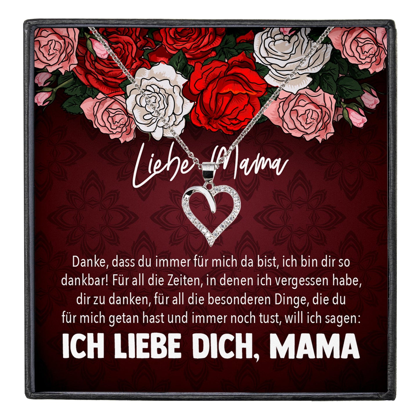 22Feels® Mama Geschenk Muttertag Geburtstag Frauen Schmuck mit Karte Herz Halskette Echt Silber Weihnachten Idee von Tochter oder Sohn-Schmuck mit Botschaftskarte - Herz21-22Feels