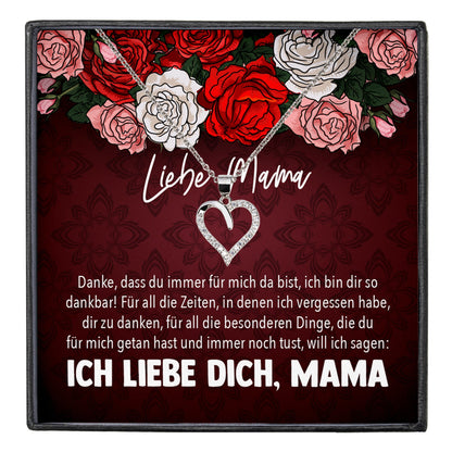 22Feels® Mama Geschenk Muttertag Geburtstag Frauen Schmuck mit Karte Herz Halskette Echt Silber Weihnachten Idee von Tochter oder Sohn-Schmuck mit Botschaftskarte - Herz21-22Feels