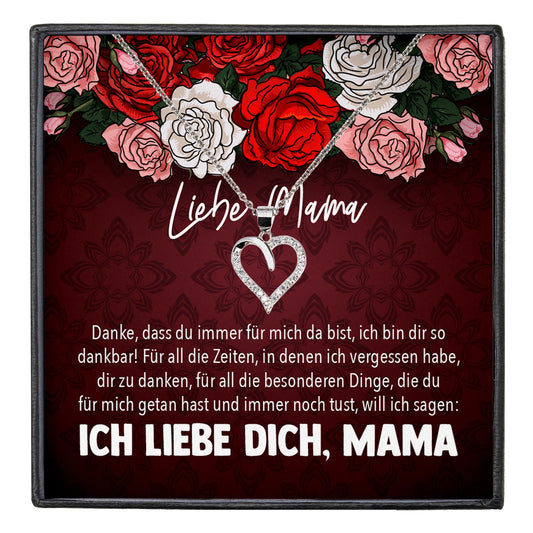 22Feels® Mama Geschenk Muttertag Geburtstag Frauen Schmuck mit Karte Herz Halskette Echt Silber Weihnachten Idee von Tochter oder Sohn-Schmuck mit Botschaftskarte - Herz21-22Feels