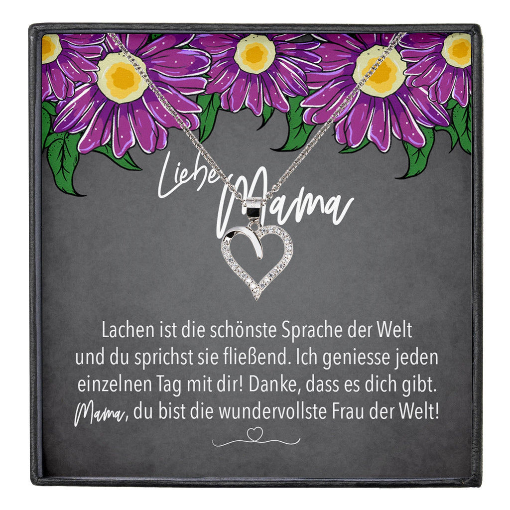 22Feels® Mama Geschenk Muttertag Geburtstag Frauen Herz Halskette mit Karte Echt Silber Schmuck Weihnachten Idee von Tochter oder Sohn-Schmuck mit Botschaftskarte - Herz21-22Feels