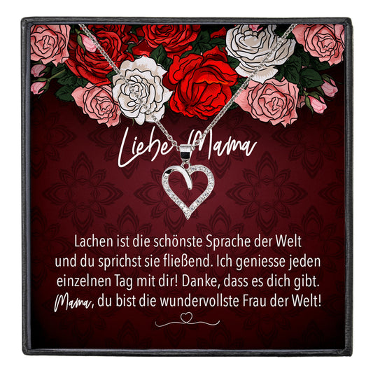 22Feels® Mama Geschenk Muttertag Geburtstag Frauen Herz Halskette mit Karte Echt Silber Schmuck Weihnachten Idee von Tochter oder Sohn-Schmuck mit Botschaftskarte - Herz21-22Feels