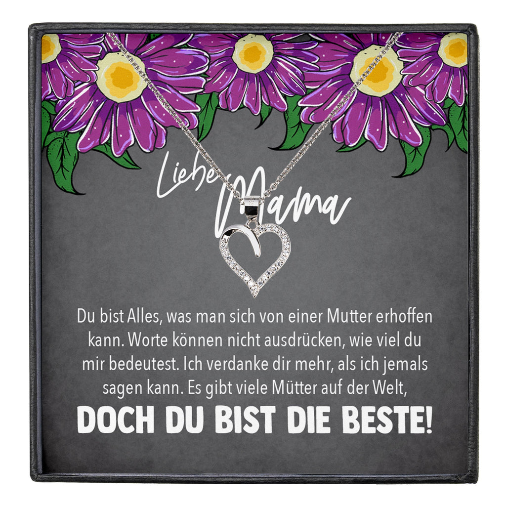 22Feels® Mama Geschenk Muttertag Geburtstag Frauen Schmuck mit Karte Herz Halskette Echt Silber Weihnachten Idee von Tochter oder Sohn-Schmuck mit Botschaftskarte - Herz21-22Feels