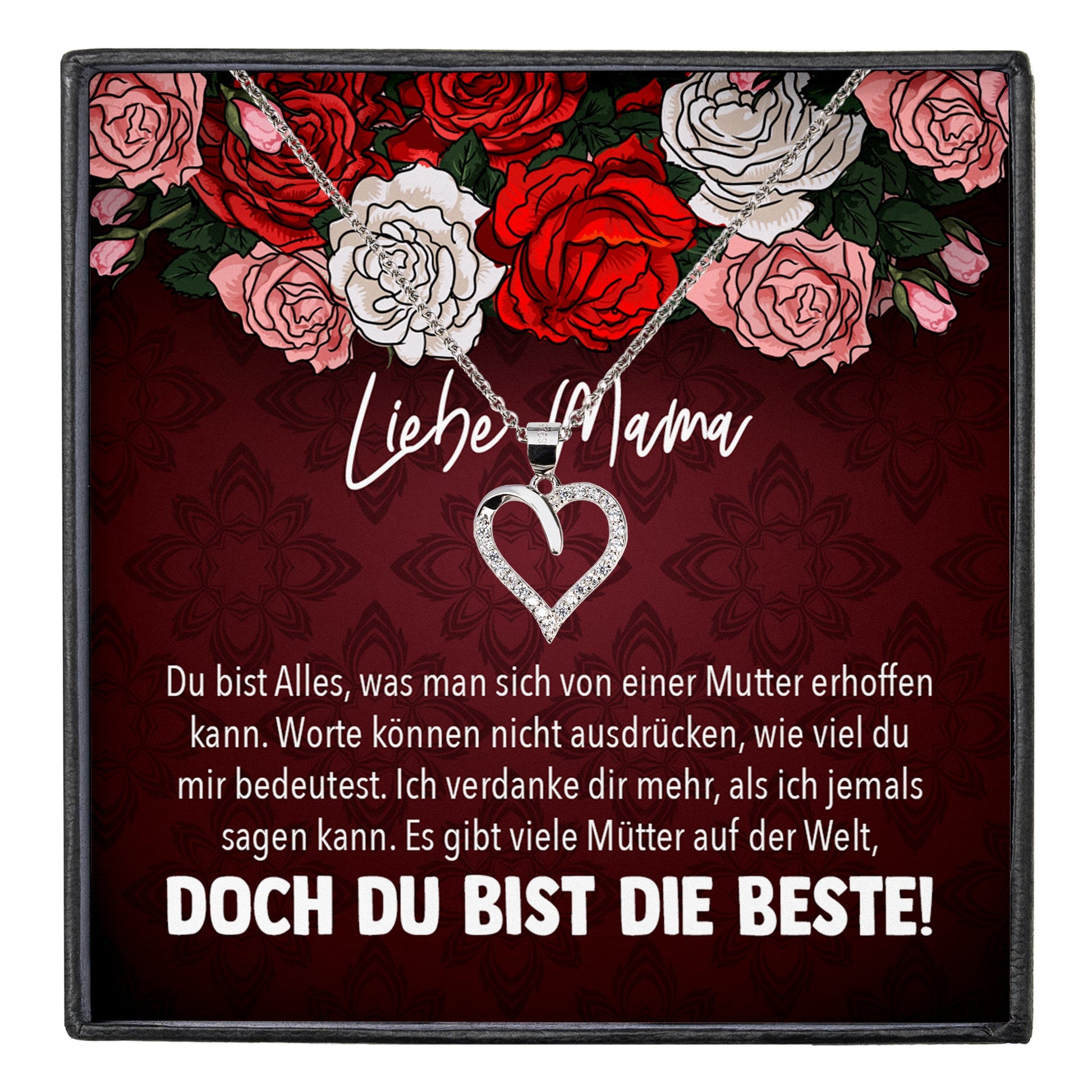 22Feels® Mama Geschenk Muttertag Geburtstag Frauen Schmuck mit Karte Herz Halskette Echt Silber Weihnachten Idee von Tochter oder Sohn-Schmuck mit Botschaftskarte - Herz21-22Feels