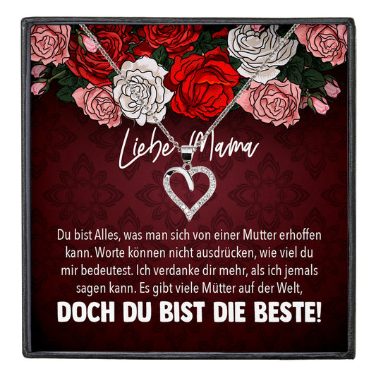 22Feels® Mama Geschenk Muttertag Geburtstag Frauen Schmuck mit Karte Herz Halskette Echt Silber Weihnachten Idee von Tochter oder Sohn-Schmuck mit Botschaftskarte - Herz21-22Feels