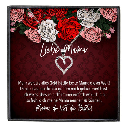 22Feels® Mama Geschenk Muttertag Geburtstag Frauen Schmuck mit Karte Herz Halskette Echt Silber Weihnachten Idee von Tochter oder Sohn-Schmuck mit Botschaftskarte - Herz21-22Feels