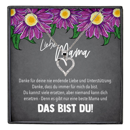 22Feels® Mama Geschenk Muttertag Geburtstag Frauen Herz Halskette mit Karte Echt Silber Schmuck Weihnachten Idee von Tochter oder Sohn-Schmuck mit Botschaftskarte - Herz21-22Feels