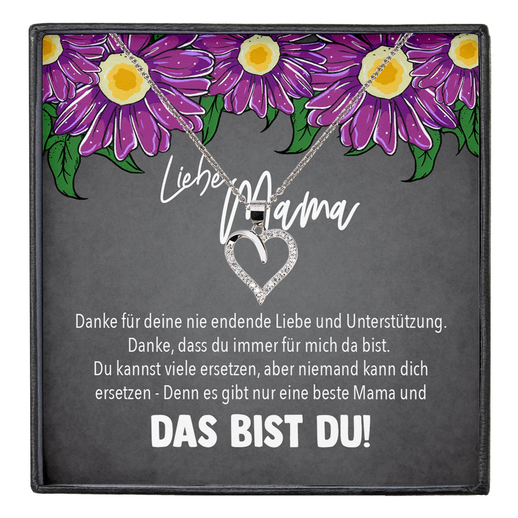 22Feels® Mama Geschenk Muttertag Geburtstag Frauen Herz Halskette mit Karte Echt Silber Schmuck Weihnachten Idee von Tochter oder Sohn-Schmuck mit Botschaftskarte - Herz21-22Feels