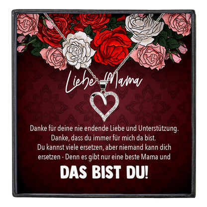 22Feels® Mama Geschenk Muttertag Geburtstag Frauen Herz Halskette mit Karte Echt Silber Schmuck Weihnachten Idee von Tochter oder Sohn-Schmuck mit Botschaftskarte - Herz21-22Feels