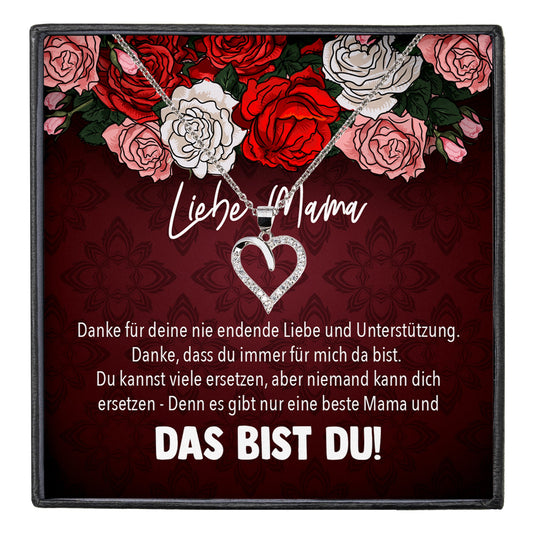 22Feels® Mama Geschenk Muttertag Geburtstag Frauen Herz Halskette mit Karte Echt Silber Schmuck Weihnachten Idee von Tochter oder Sohn-Schmuck mit Botschaftskarte - Herz21-22Feels