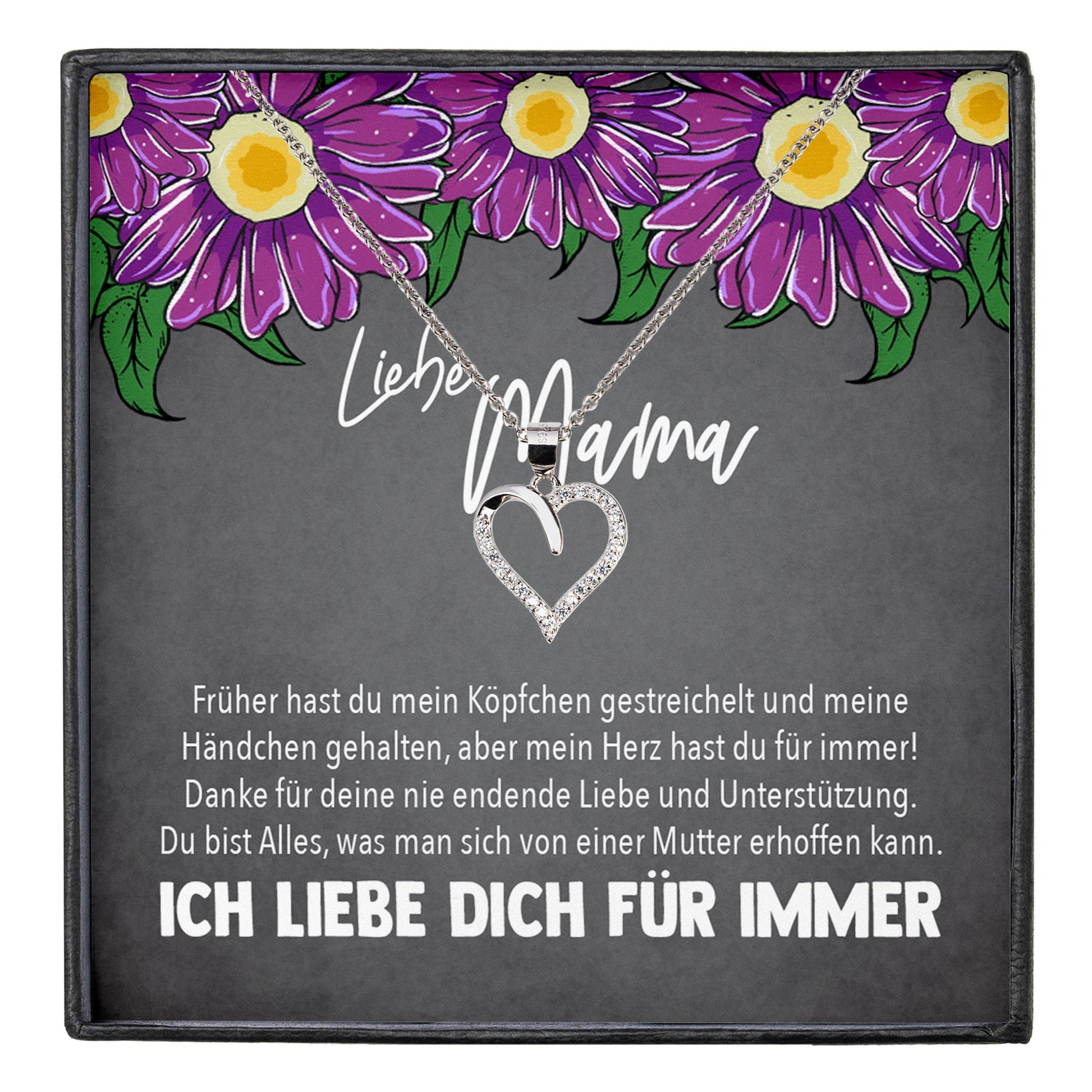22Feels® Mama Geschenk Muttertag Geburtstag Frauen Schmuck mit Karte Herz Halskette Echt Silber Weihnachten Idee von Tochter oder Sohn-Schmuck mit Botschaftskarte - Herz21-22Feels