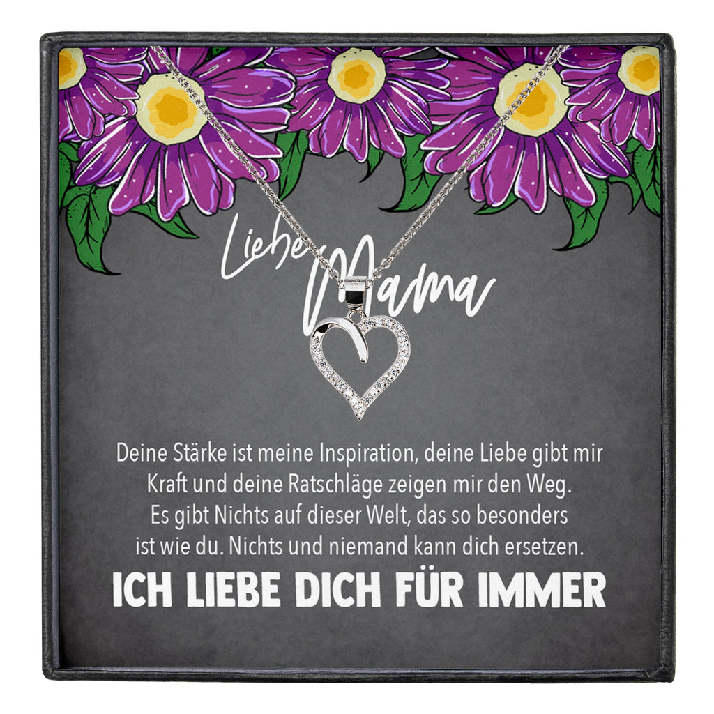 22Feels® Mama Geschenk Muttertag Geburtstag Frauen Herz Halskette mit Karte Echt Silber Schmuck Weihnachten Idee von Tochter oder Sohn-Schmuck mit Botschaftskarte - Herz21-22Feels