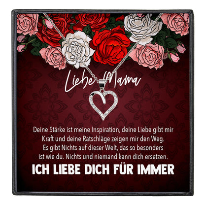 22Feels® Mama Geschenk Muttertag Geburtstag Frauen Herz Halskette mit Karte Echt Silber Schmuck Weihnachten Idee von Tochter oder Sohn-Schmuck mit Botschaftskarte - Herz21-22Feels
