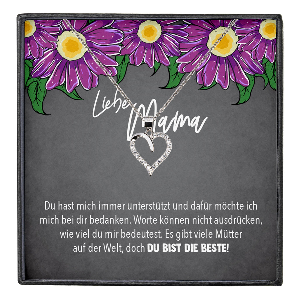 22Feels® Mama Geschenk Muttertag Geburtstag Frauen Herz Halskette mit Karte Echt Silber Schmuck Weihnachten Idee von Tochter oder Sohn-Schmuck mit Botschaftskarte - Herz21-22Feels
