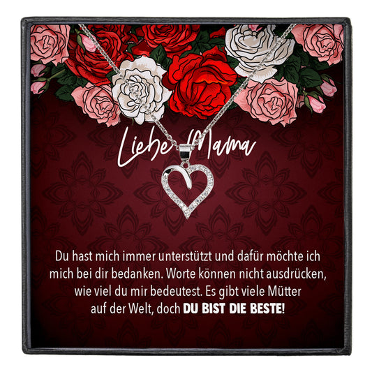 22Feels® Mama Geschenk Muttertag Geburtstag Frauen Herz Halskette mit Karte Echt Silber Schmuck Weihnachten Idee von Tochter oder Sohn-Schmuck mit Botschaftskarte - Herz21-22Feels