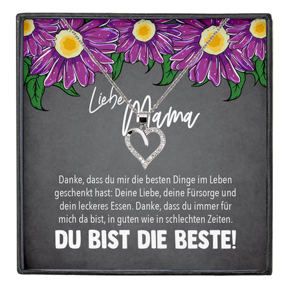 22Feels® Mama Geschenk Muttertag Geburtstag Frauen Schmuck mit Karte Herz Halskette Echt Silber Weihnachten Idee von Tochter oder Sohn-Schmuck mit Botschaftskarte - Herz21-22Feels