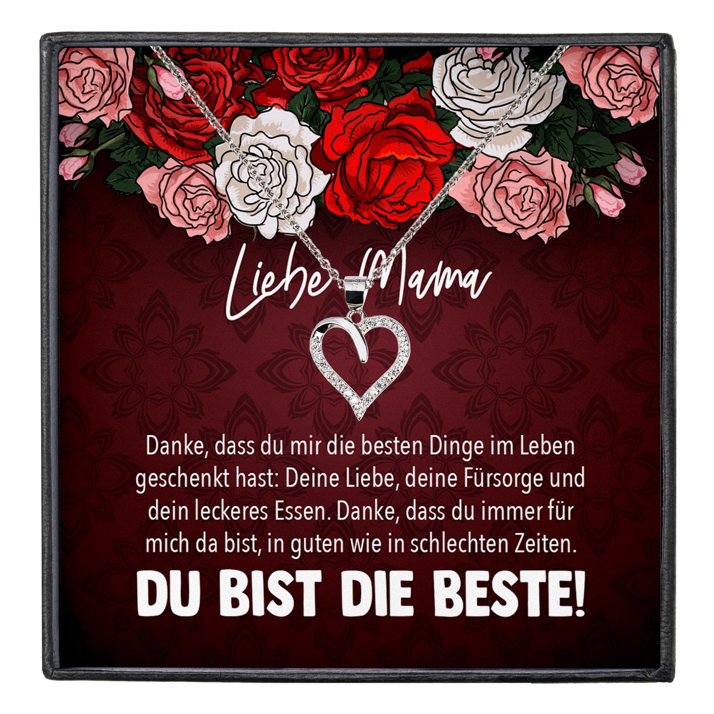 22Feels® Mama Geschenk Muttertag Geburtstag Frauen Schmuck mit Karte Herz Halskette Echt Silber Weihnachten Idee von Tochter oder Sohn-Schmuck mit Botschaftskarte - Herz21-22Feels